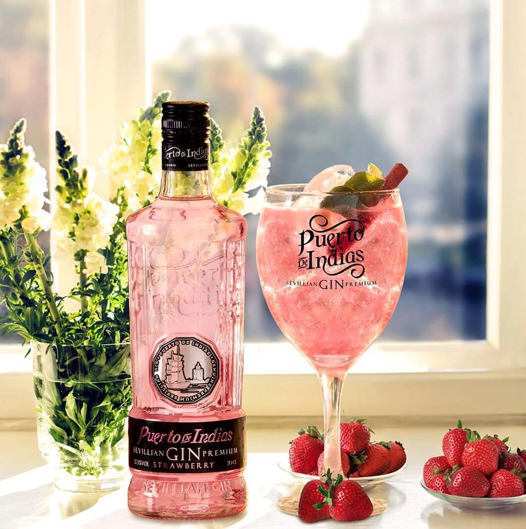 Comprar Gin Puerto de Indias Strawberry (Morango) - Kit com Taça
