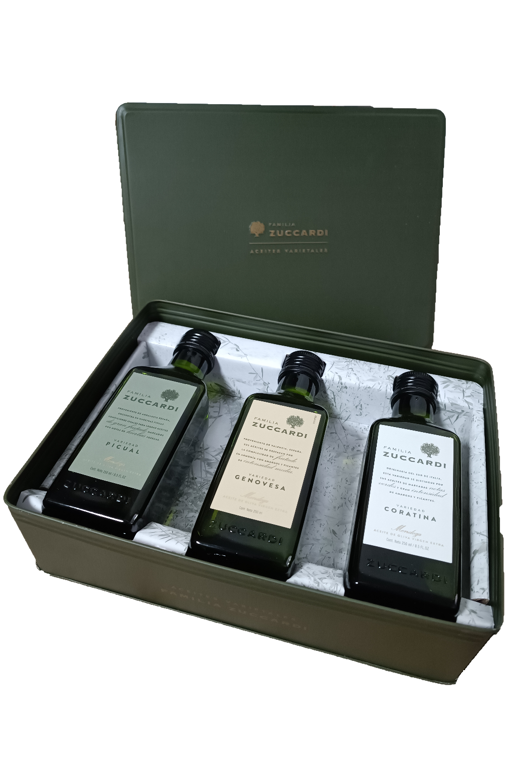 Comprar Kit Azeite de Oliva Zuccardi - 3 Varietais - Caixa Verde