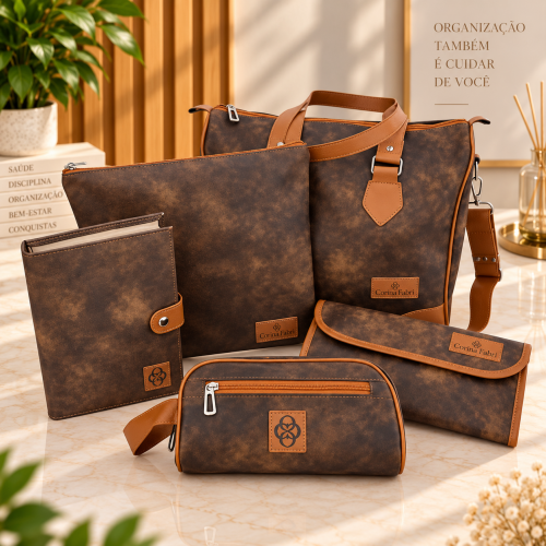 Super Kit Organizador em Vinil Nature Marrom