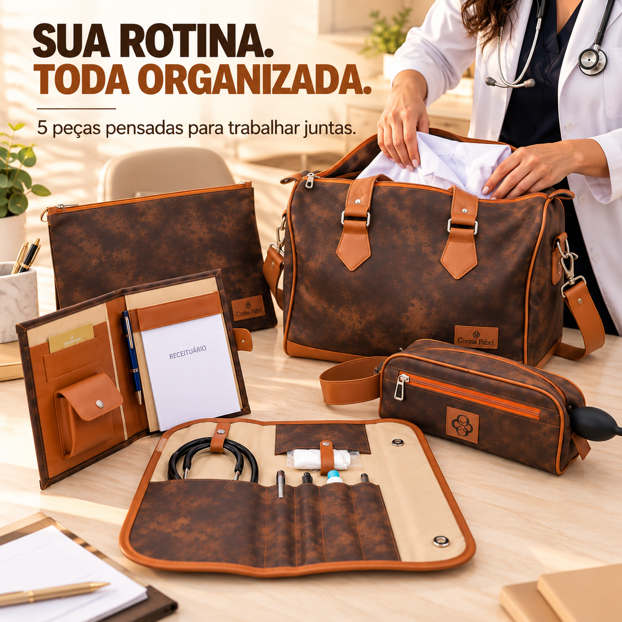 Super Kit Organizador em Vinil Nature Marrom
