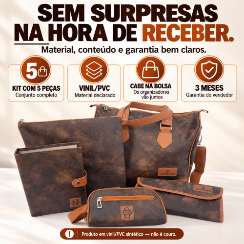 Super Kit Organizador em Vinil Nature Marrom