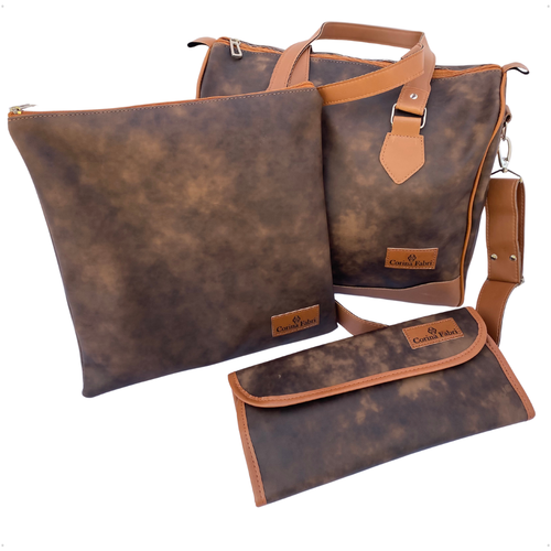 Mini Kit Organizador em Vinil Nature Marrom