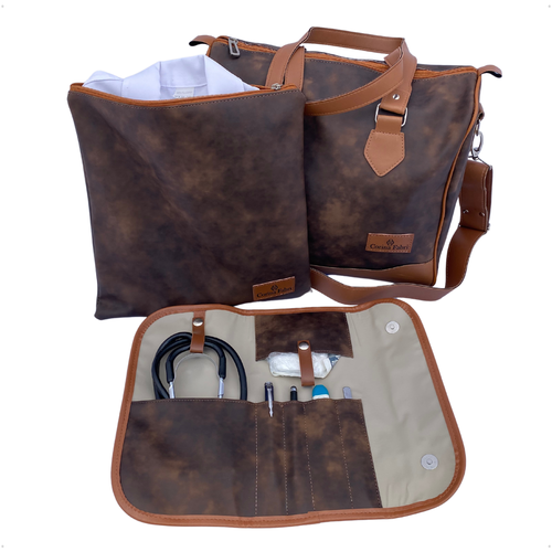 Mini Kit Organizador em Vinil Nature Marrom