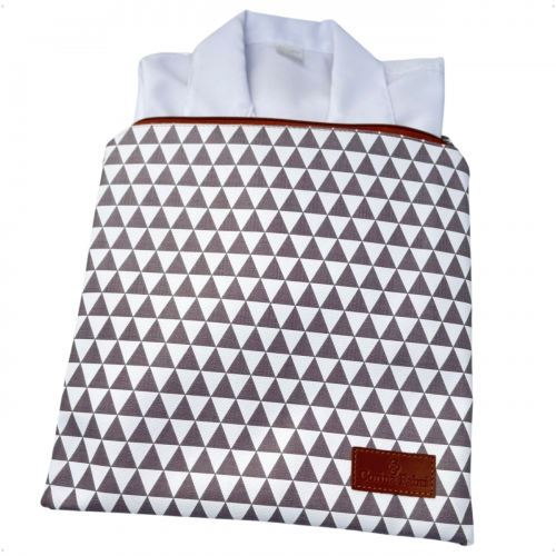 Kit Organizador em Vinil Prisma Branco e Marrom BR