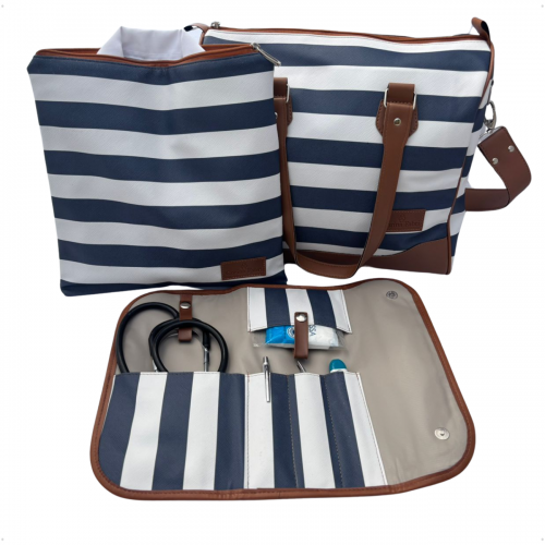 Mini Kit Organizador em Vinil Listado Azul BR