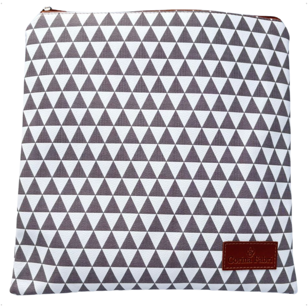 Porta Jaleco em Vinil Prisma Branco e Marrom BR