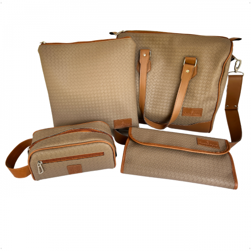Kit Organizador Médico em Vinil Trançado Marrom