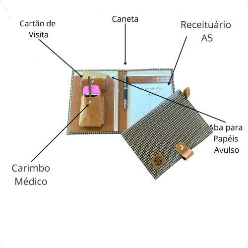 Super Kit Organizador em Vinil Pied de Poule Castanho