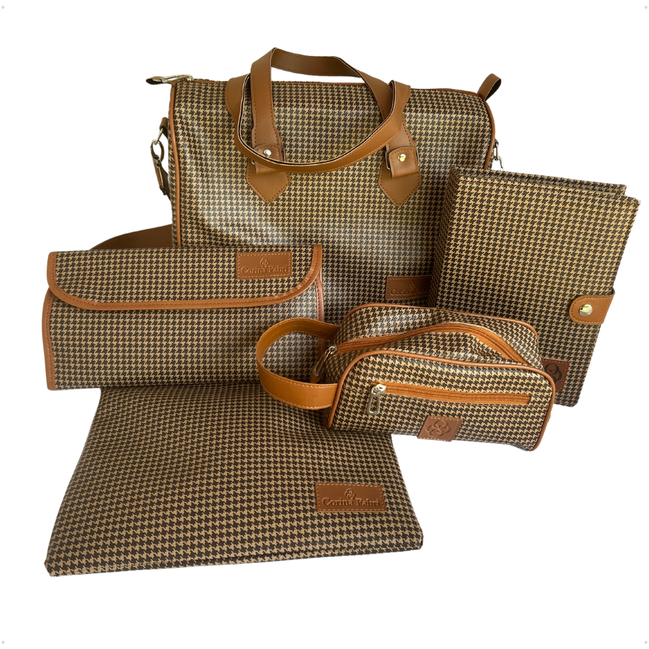 Super Kit Organizador em Vinil Pied de Poule Castanho