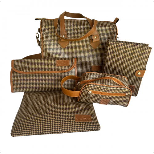 Super Kit Organizador em Vinil Pied de Poule Castanho
