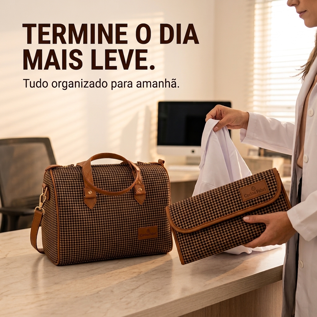 Super Kit Organizador em Vinil Pied de Poule Castanho