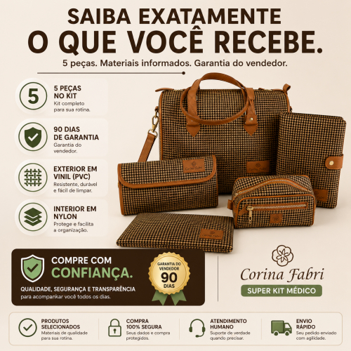 Super Kit Organizador em Vinil Pied de Poule Castanho