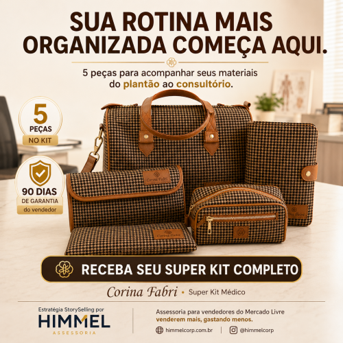 Super Kit Organizador em Vinil Pied de Poule Castanho