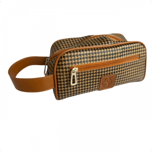 Kit Organizador Médico em Vinil Pied de Poule Castanho