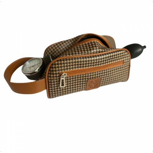 Kit Organizador Médico em Vinil Pied de Poule Castanho