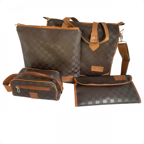 Kit Organizador M�dico em Vinil Xadrez Marrom
