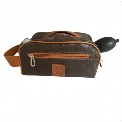 Kit Organizador Médico em Vinil Xadrez Marrom