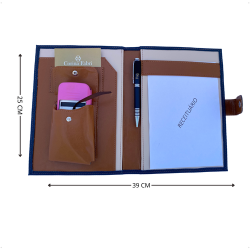 Porta Receituário em Vinil Versalhes Azul Marinho
