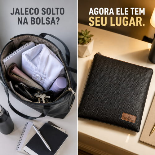 Porta Jaleco em Vinil Versalhes Preto