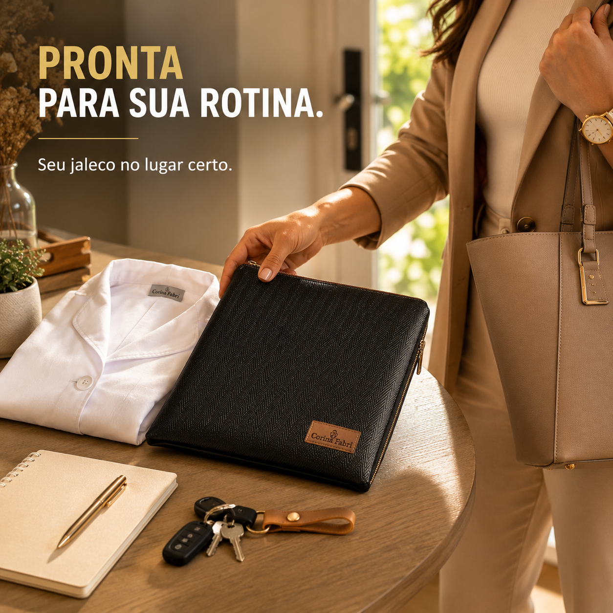 Porta Jaleco em Vinil Versalhes Preto