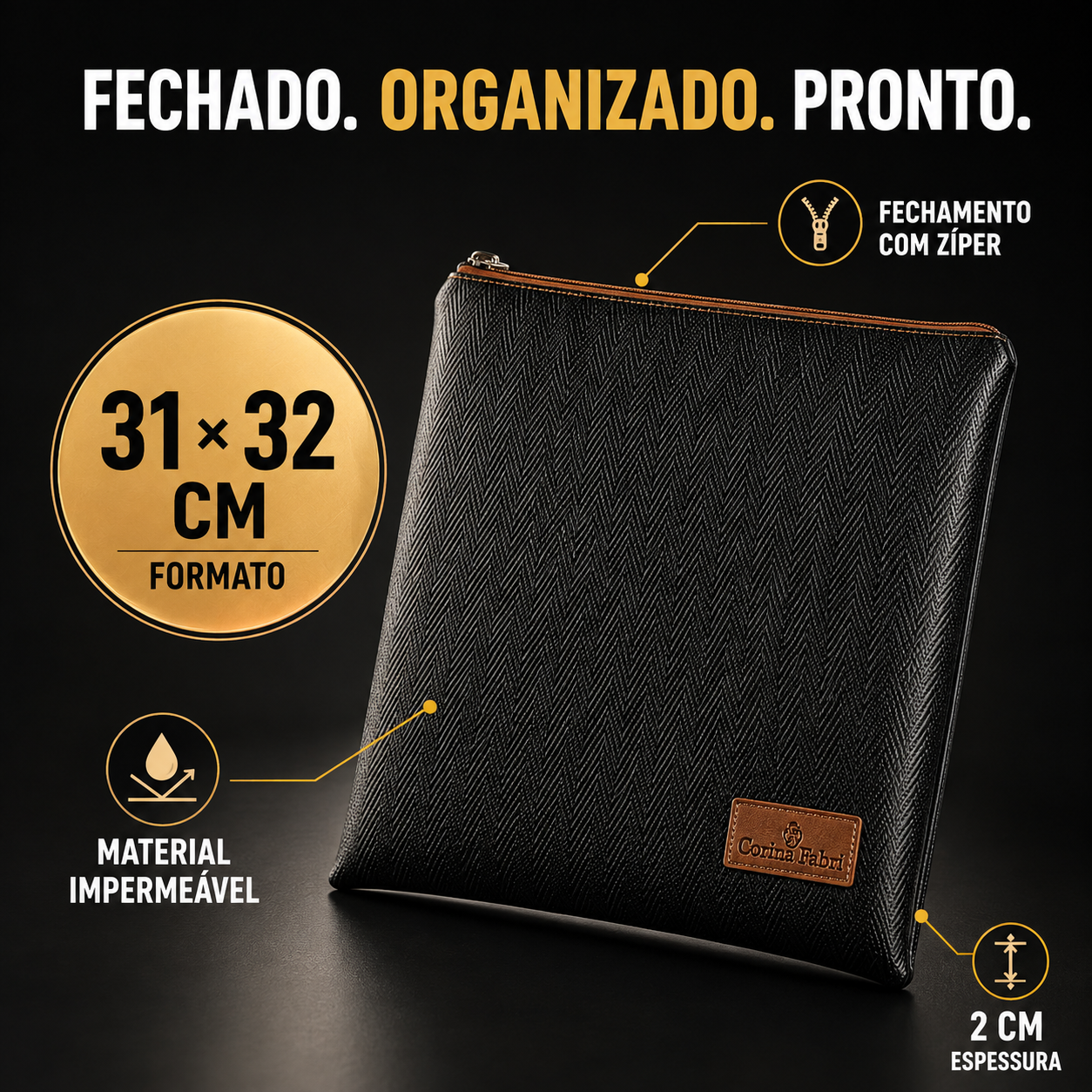 Porta Jaleco em Vinil Versalhes Preto