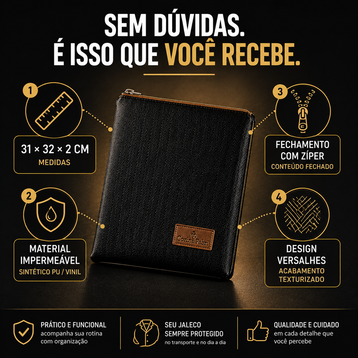 Porta Jaleco em Vinil Versalhes Preto