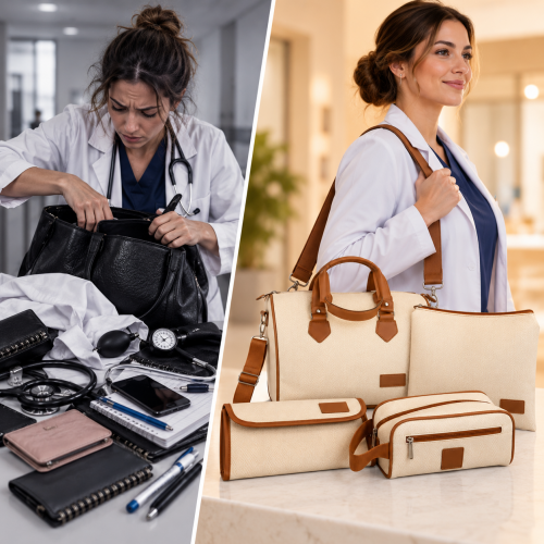 Kit Organizador Médico em Vinil Versalhes Marfim