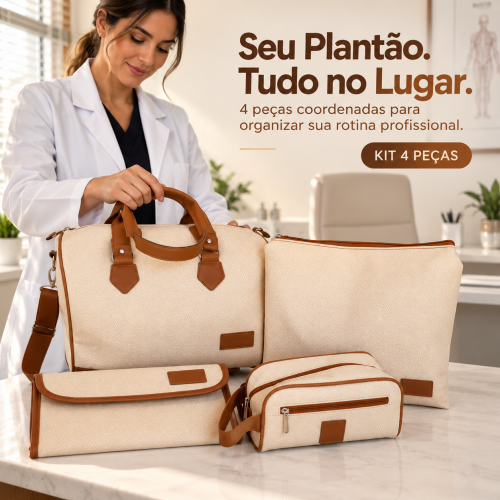 Kit Organizador Médico em Vinil Versalhes Marfim