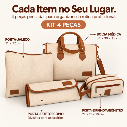 Kit Organizador Médico em Vinil Versalhes Marfim
