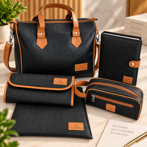 Super Kit Organizador M�dico em Vinil Versalhes Preto