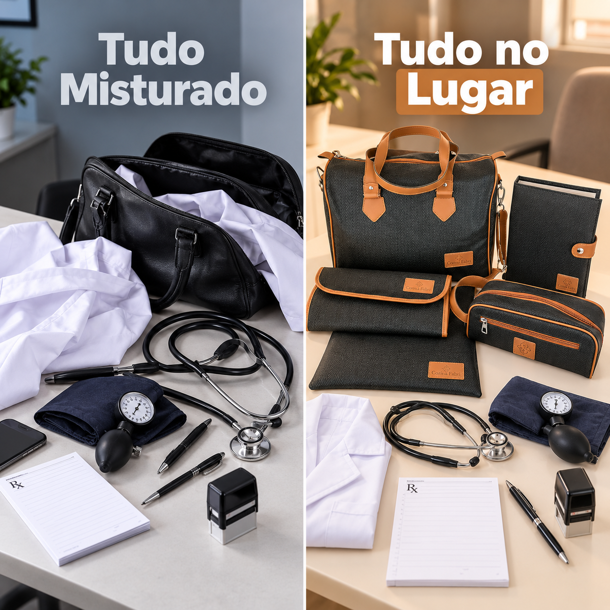 Super Kit Organizador Médico em Vinil Versalhes Preto
