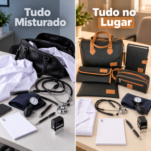 Super Kit Organizador Médico em Vinil Versalhes Preto