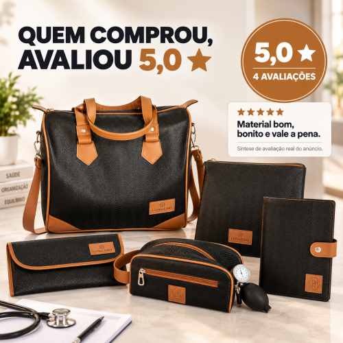 Super Kit Organizador Médico em Vinil Versalhes Preto