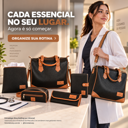 Super Kit Organizador Médico em Vinil Versalhes Preto