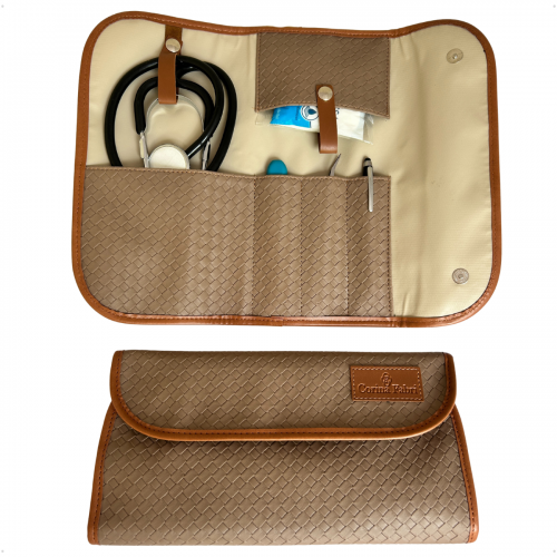 Mini Kit Organizador Médico em Vinil Trançada Marrom