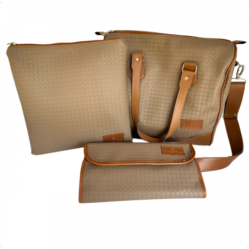 Mini Kit Organizador M�dico em Vinil Tran�ada Marrom