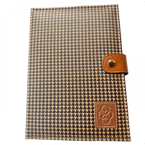 Porta Receituário em Vinil Pied de Poule Castanho BR