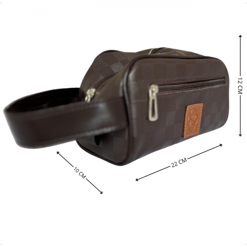 Kit Organizador Médico Masculino em Vinil Xadrez Marrom BR
