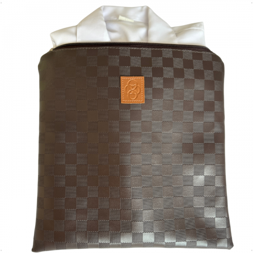 Kit Organizador Médico Masculino em Vinil Xadrez Marrom BR