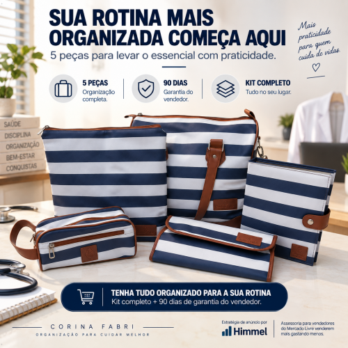 Super Kit Organizador em Vinil Listado Azul BR
