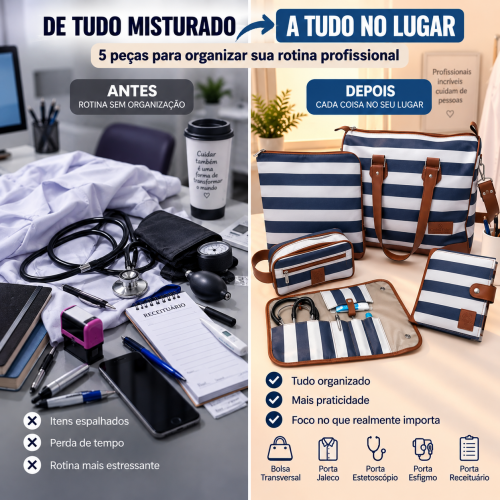 Super Kit Organizador em Vinil Listado Azul BR