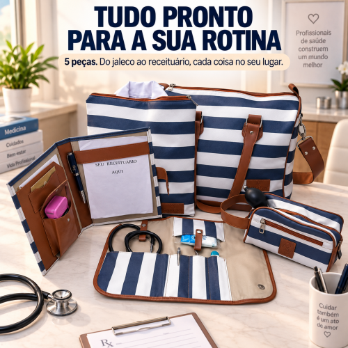 Super Kit Organizador em Vinil Listado Azul BR