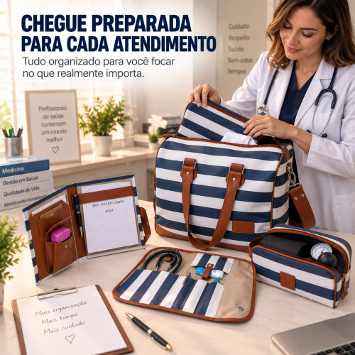 Super Kit Organizador em Vinil Listado Azul BR