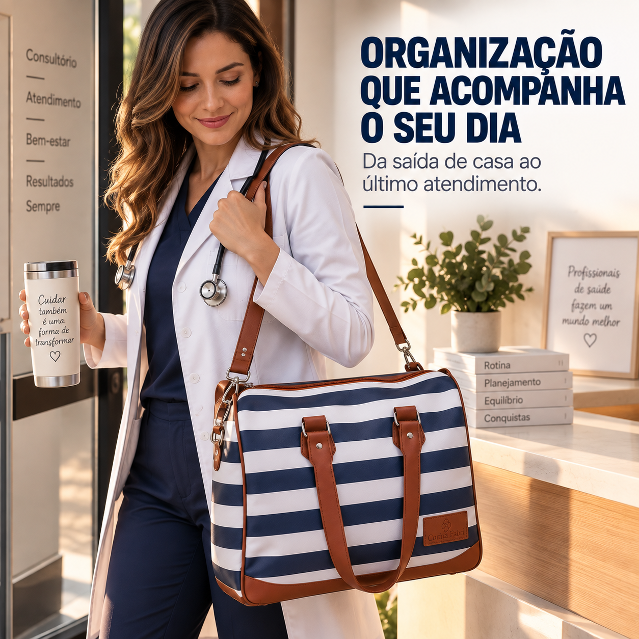 Super Kit Organizador em Vinil Listado Azul BR