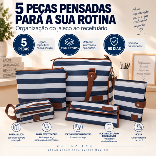 Super Kit Organizador em Vinil Listado Azul BR