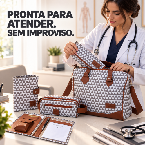 Super Kit Organizador em Vinil Prisma Branco e Marrom BR