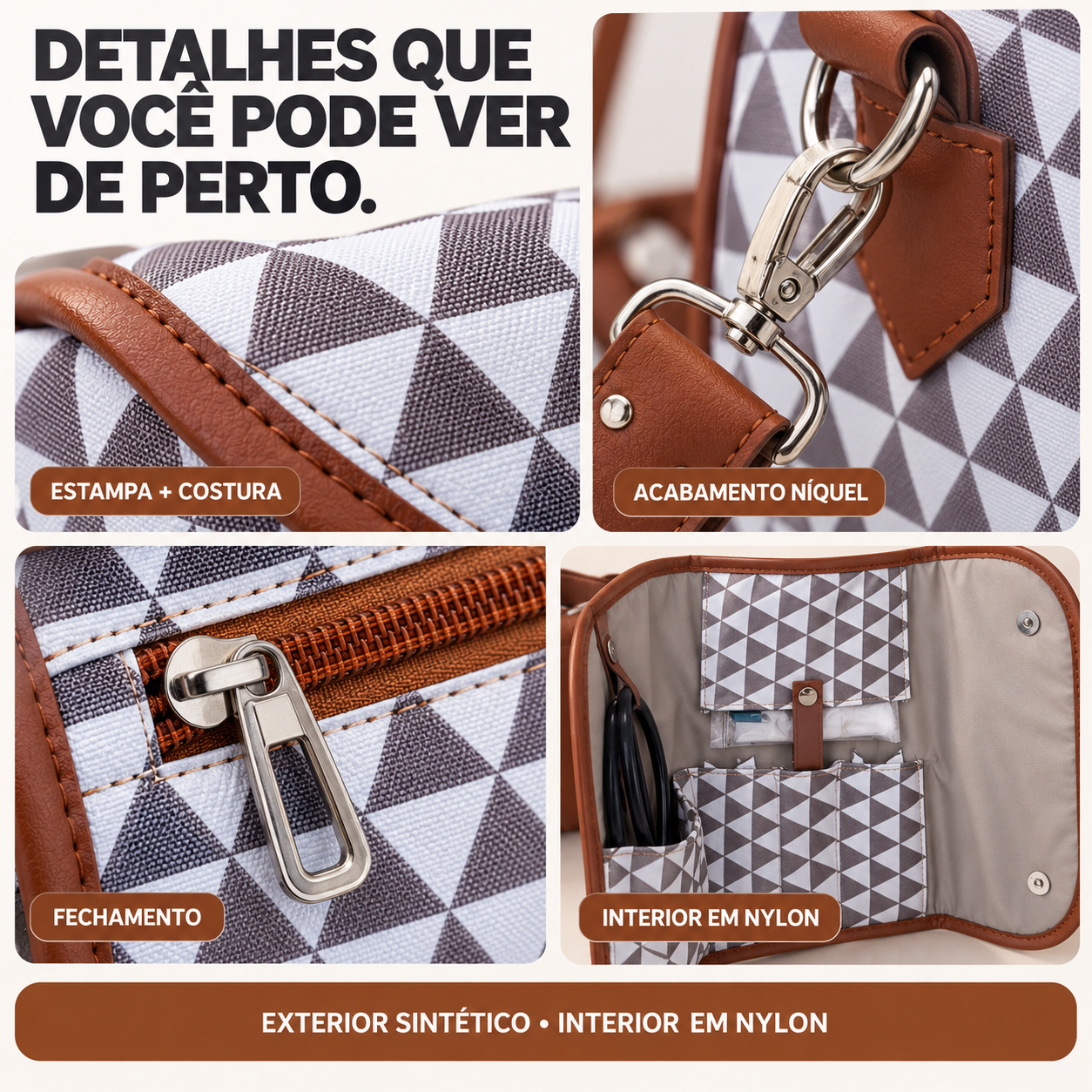 Super Kit Organizador em Vinil Prisma Branco e Marrom BR