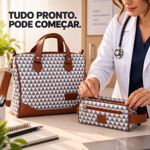 Super Kit Organizador em Vinil Prisma Branco e Marrom BR