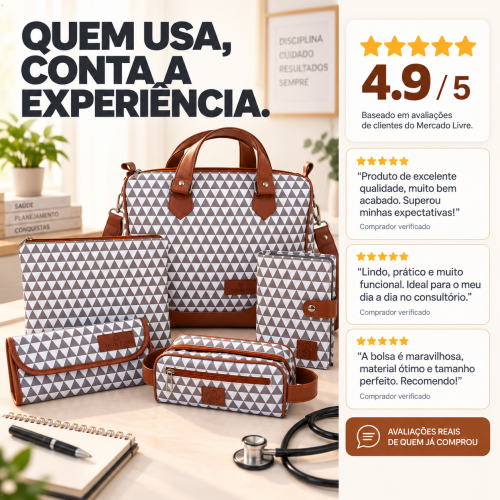 Super Kit Organizador em Vinil Prisma Branco e Marrom BR