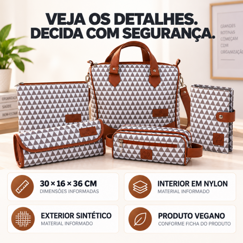 Super Kit Organizador em Vinil Prisma Branco e Marrom BR